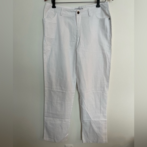 Miss look cotton blend Women's White straight leg pants size Large - Picture 2 of 6